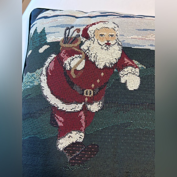 Portofino tapestry velvet holiday Festive Santa Golf Throw Pillow xmas decor - Picture 5 of 5